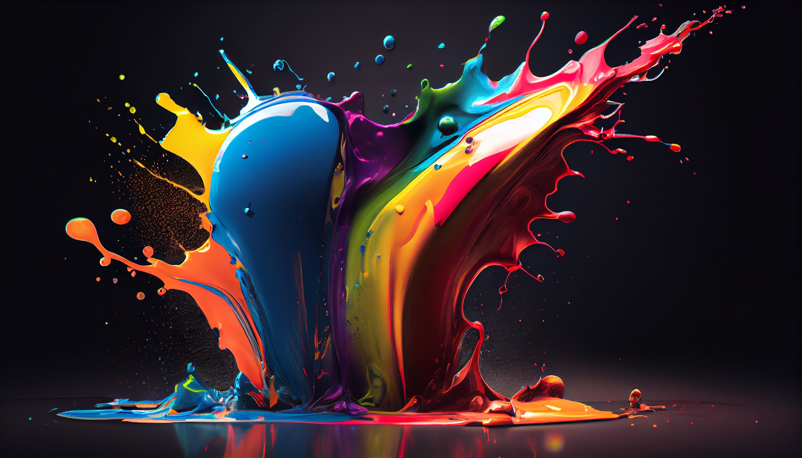 Abstract paint splashing in vibrant colors liquid motion generated by artificial intelligence